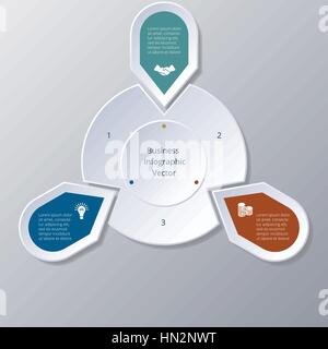 Business Infographic three Points arranged in circle gear Stock Vector