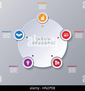 Modern Infographic numbered 5 options, business template for presentation and training Stock Vector