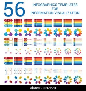 Infographics Templates for Informations Visualization, Elements,  Outline, Timelines, Pie Chart, Arrows, Area Chart, for  3, 4, 5, 6,7,8,9,10 Steps, O Stock Vector