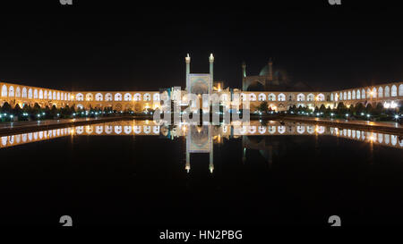 Panoramic night view of Imam square, Isfahan, Iran Stock Photo
