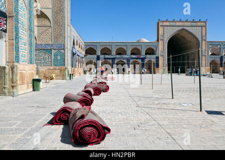 Carpets in the courtyard of Jameh mosque of Isfahan, Iran Stock Photo