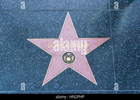 The Hollywood Walk of Fame, California, United States of America.  Future President Donald Trump's Star of Fame. Donald John Trump,born 1946. Stock Photo