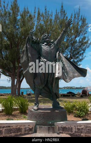 Statue of Admiral Sir George Somers St Georges Bermuda Stock Photo