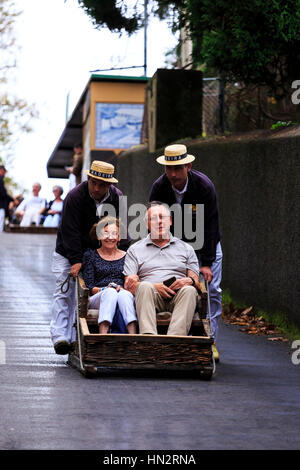 famous monte toboggan ride, Funchal, Madeira Stock Photo