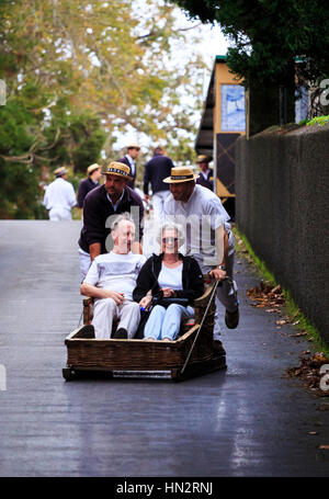 famous monte toboggan ride, Funchal, Madeira Stock Photo