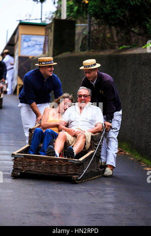 famous monte toboggan ride, Funchal, Madeira Stock Photo