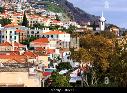 view over rooftops of zona velha old town, Funchal, Madeira Stock Photo