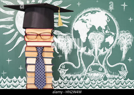 Education funny concept. Earth on three whales Stock Photo
