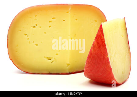 Edam cheese wheel isolated on white background Stock Photo