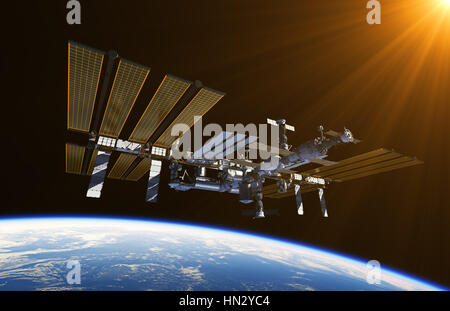 International Space Station In Outer Space Stock Photo