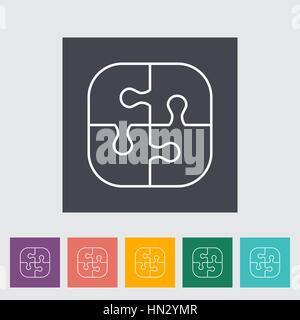 Puzzle thin line flat vector related icon set for web and mobile applications. It can be used as - pictogram, icon, infographic element. Vector Illust Stock Vector
