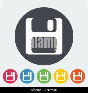 Magnetic floppy disc. Single flat icon on the circle. Vector illustration. Stock Vector