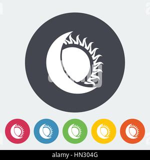 Solar eclipse. Single flat icon on the circle. Vector illustration. Stock Vector