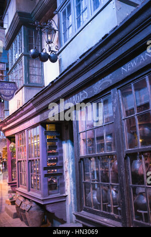 Diagon Alley Shops on The Harry Potter Warner Brothers Studio Tour Stock Photo