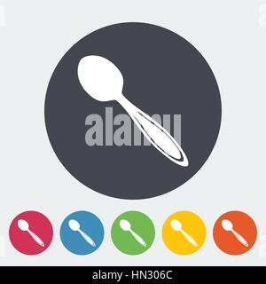 Spoon. Single flat icon on the circle. Vector illustration. Stock Vector