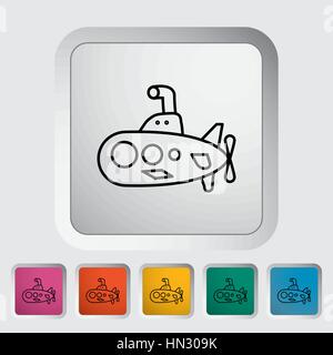 Submarine thin line flat vector related icon set for web and mobile applications. It can be used as - pictogram, icon, infographic element. Vector Ill Stock Vector