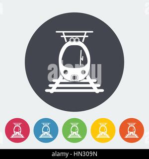 Suburban electric train. Single flat icon on the circle. Vector illustration. Stock Vector