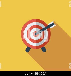 Target with dart icon. Flat vector related icon with long shadow for web and mobile applications. It can be used as - logo, pictogram, icon, infograph Stock Vector
