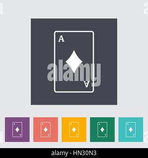 Play card. Single flat icon on the button. Vector illustration. Stock Vector