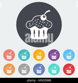 Cupcake. Single flat icon on the circle. Vector illustration. Stock Vector