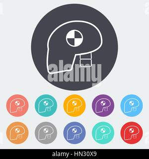 Dummy's head for crash test. Single flat icon on the circle. Vector illustration. Stock Vector
