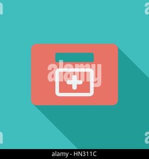 First aid icon. Flat vector related icon with long shadow for web and mobile applications. It can be used as - logo, pictogram, icon, infographic elem Stock Vector
