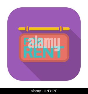 For rent. Single flat color icon. Vector illustration. Stock Vector