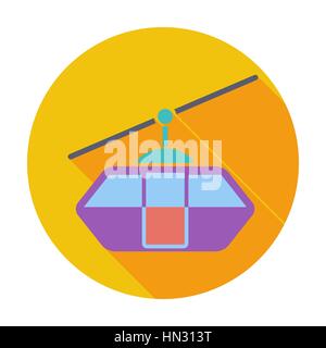 Funicular railway. Single flat color icon. Vector illustration. Stock Vector