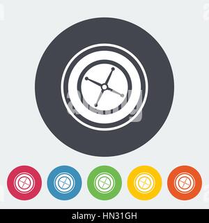 Roulette. Single flat icon on the circle button. Vector illustration. Stock Vector