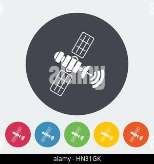 Satellite. Single flat icon on the circle. Vector illustration. Stock Vector
