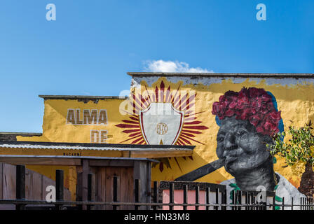 Street art on the building of Alma de Cuba, famous restaurant and bar in Liverpool, UK Stock Photo