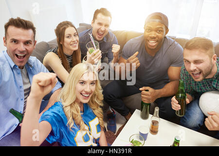 High angle view on soccer fans Stock Photo