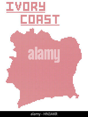 Ivory Coast in red on political map with transparent oceans. 3D ...