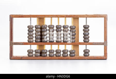 Antique wooden abacus on white background Stock Photo