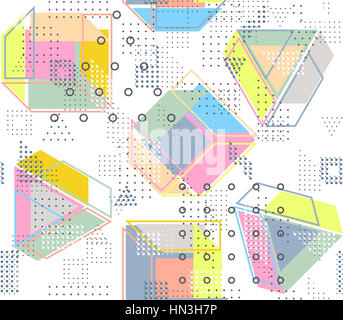 Geometric abstract seamless pattern. Simple motif background. Colorful decoration design. Trendy memphis style illustration Stock Photo