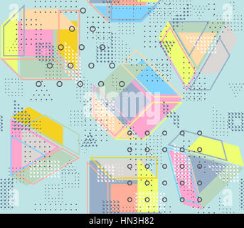 Geometric abstract seamless pattern. Simple motif background. Colorful decoration design. Trendy memphis style illustration Stock Photo