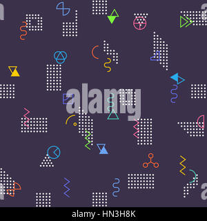 Geometric abstract seamless pattern. Simple motif background. Colorful decoration design. Trendy memphis style illustration Stock Photo