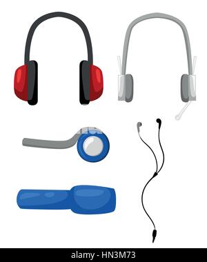 Vector headphone icons set on white background Stock Vector