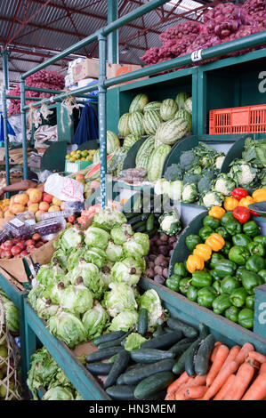 Display of dried fruit on the spice market in Mombasa, Kenya Stock Photo