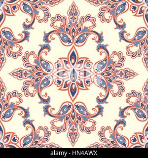 Abstract oriental floral seamless pattern. Flower geometric ornamental background. Floral ethnic tiled ornament with flowers. Stock Vector