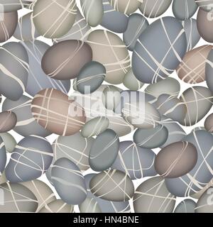 Sea pebbles seamless pattern. Stone decorative background Stock Vector
