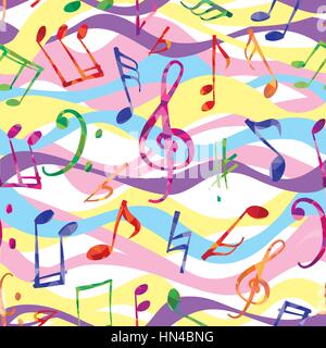 Musical pattern. Music notes and signs seamless background Stock Vector