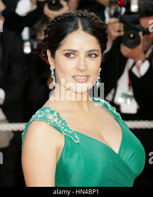 Salma Hayek arrives at the Indiana Jones and The Kingdom of The Crystal Skull Premiere at the Palais des Festivals during the 61st International Cannes Film Festival on May 18 , 2008 in Cannes, France. Photo by Francis Specker Stock Photo