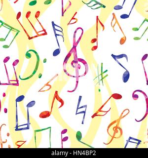 Musical pattern. Music notes and signs seamless background Stock Vector