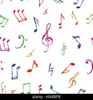 Musical pattern. Music notes and signs seamless background Stock Vector