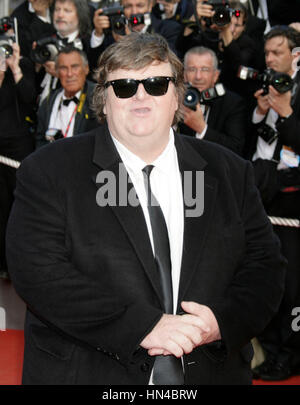 Michael Moore arrives at the Indiana Jones and The Kingdom of The Crystal Skull Premiere at the Palais des Festivals during the 61st International Cannes Film Festival on May 18 , 2008 in Cannes, France. Photo by Francis Specker Stock Photo