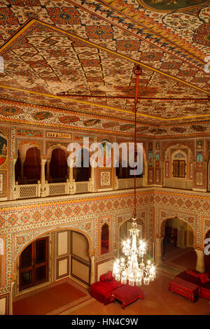 Hall, Samode Palace Hotel, Samode, Rajasthan, India Stock Photo