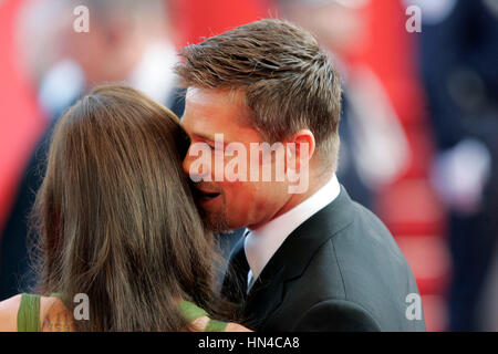 Brad Pitt and Angelina Jolie arrive for the premiere of 'Kung Fu Panda' at the Cannes Film Festival on May 15, 2008 in Cannes, France. Photo by Francis Specker Stock Photo