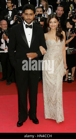 Abhishek Bachchan and Aishwarya Rai arrives at the premiere of 'Kung Fu Panda' at the Cannes Film Festival on May 15, 2008 in Cannes, France. Photo by Francis Specker Stock Photo