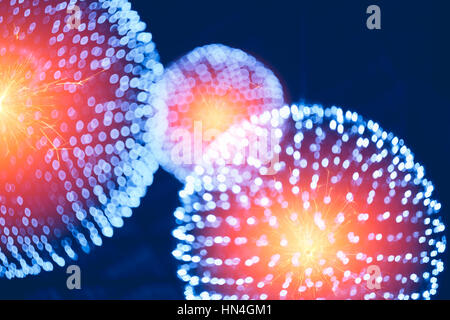 CG model structure form of Nucleus Atom Nuclear explode bomb emit x-ray radiation or light injection of magnetic fields and particles from the central Stock Photo